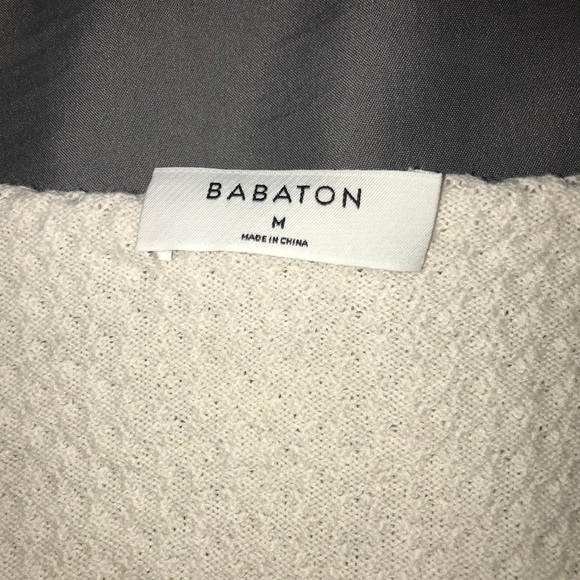 Babaton cotton / cashmere beige V-Neck sweater - Picture 3 of 3